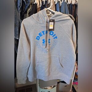 Under Armour Gray Fleece Hoodie with Blue Detroit Design